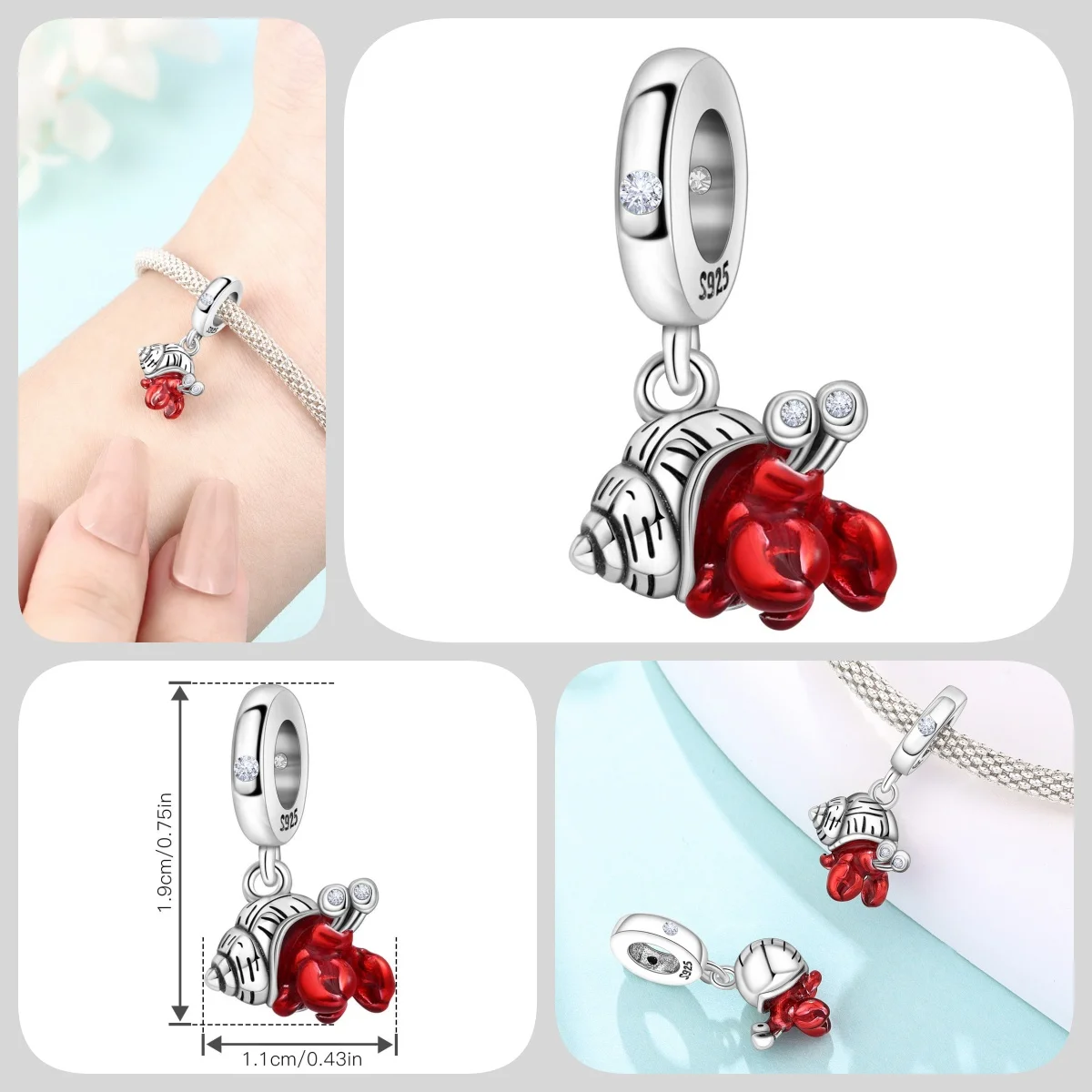 Blauer Charm, 925er Sterlingsilber, Ozeanperlen, Betta-Fisch-Anhänger, Geburtstagsfeier, Geschenk für Frauen, Armband, Halskette, DIY-Perlen, Schmuck – Detail 14