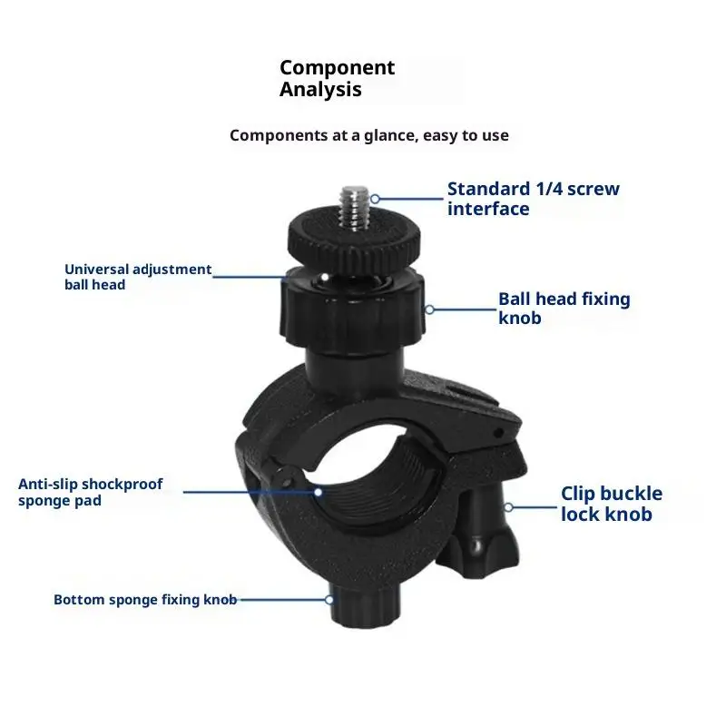 برغي عالمي 1/4 بوصة 36 ° تدوير جبل موتو مقبض حامل قصاصة ل 11 10 9 8 7 6 5 4 3 عمل كاميرا الدراجة المقود قوس #2