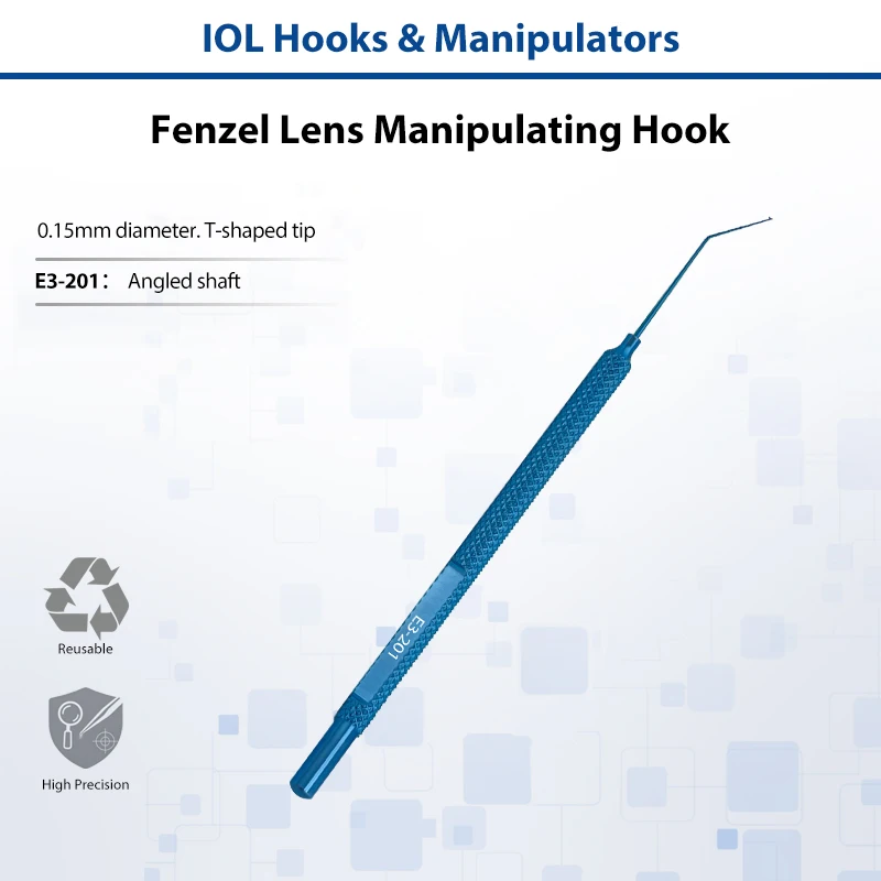 Fenzel Lens Manipulating Hook Titanium Alloy Ophthalmic Cataract Surgery Hook Intraocular Lens Positioning Eye Instrument