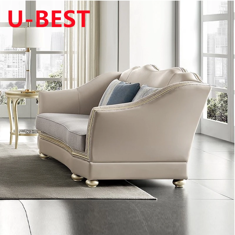 U-BEST zestaw mebli skórzane sofy do domu luksusowe sofy 1 zestawy do siedzenia Sala Nordic trzy siedzenia jeden francuski styl Sofa do salonu