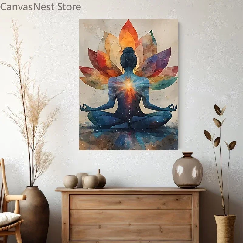 Lotus Flower Meditation Art Spiritual Yoga Decor Poster and Prints Canvas Painting Wall Art Pictures Home Decor Cuadros