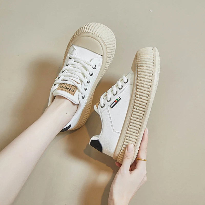 Vulcanized Shoes for Women Casual Sports Running Sneakers Woman Lace-up Round Toe Thick Soled Trainers Footwear Tenis De Moda