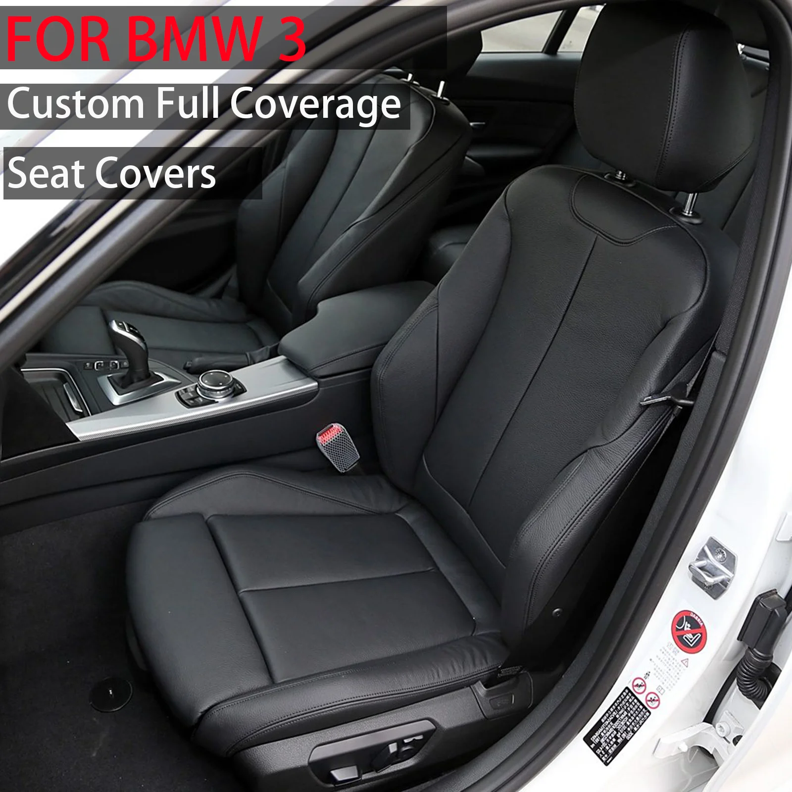 For BMW 3 Series Sedan F30 F31 2011 2012 2013 2014 2015 2016 2017 2018 Faux Leather Custom Car Seat Covers for 2 Front Seats