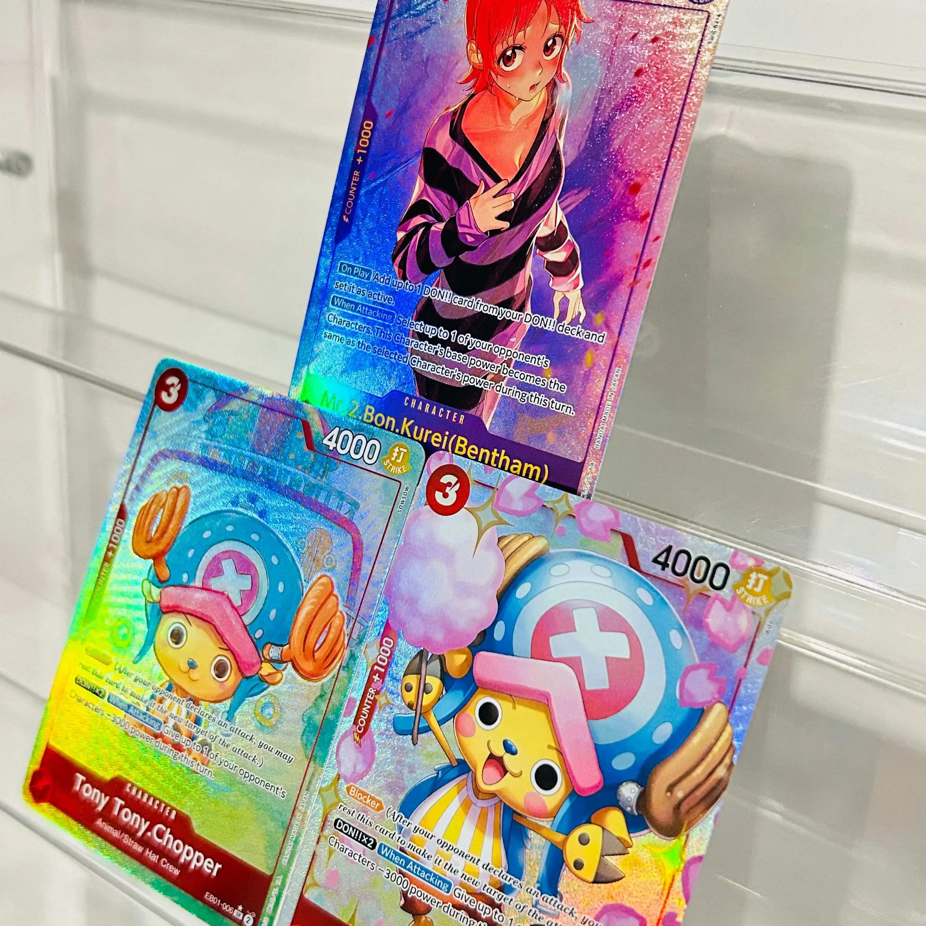 One Piece 3Pcs Mr.2 Bon Kurei Tony Tony Chopper Holographic Texture Cards Perfect Condition DIY Premium Anime Collection Card view 6