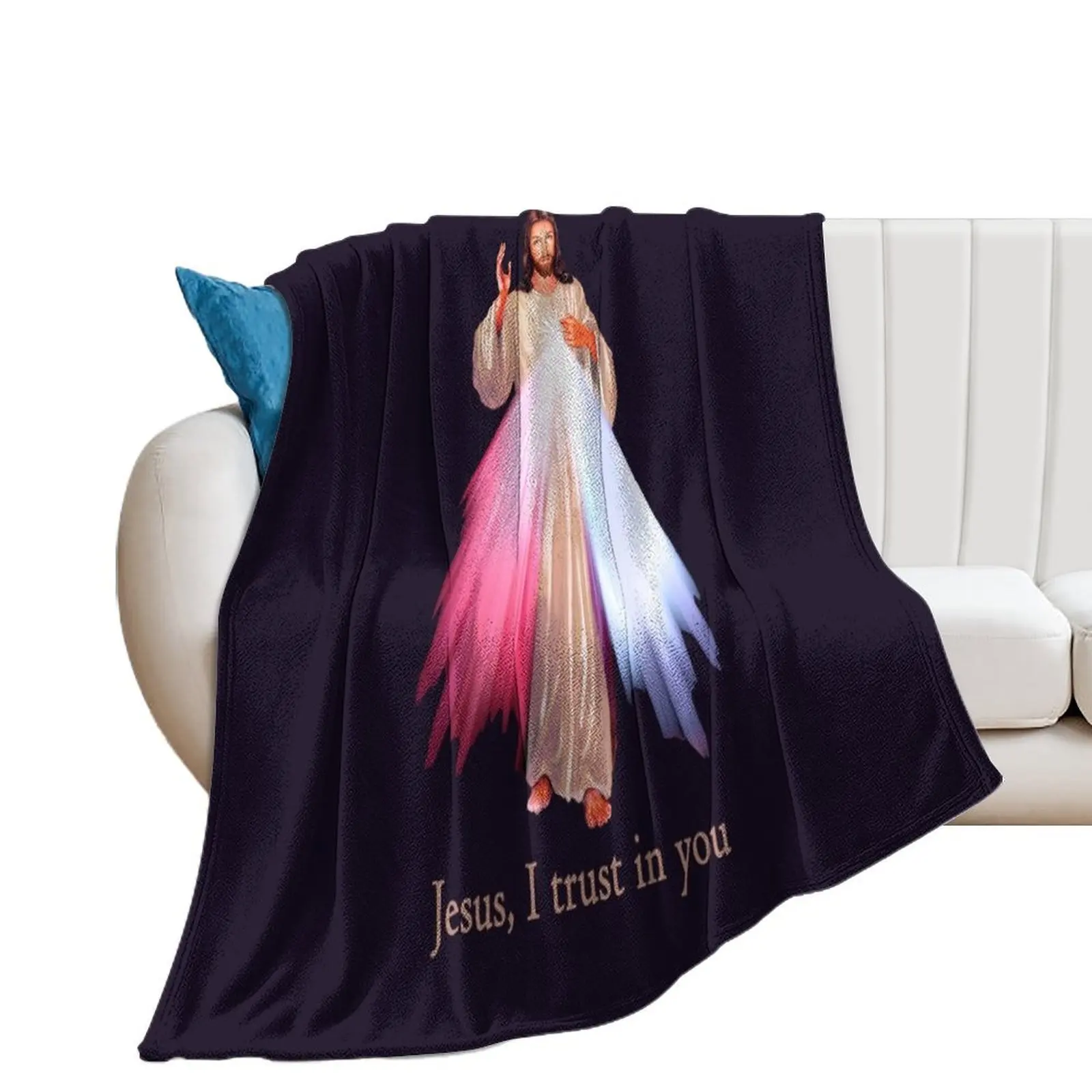 

Jesus I trust you Divine Mercy Image (transparent background design) Throw Blanket Sofas sofa bed Tourist Furry Blankets