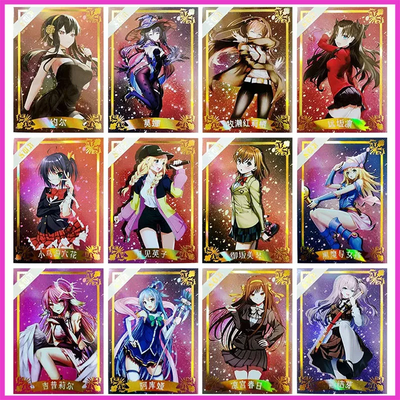 

Anime Goddess Story Rare SUR Refractive Flash Cards Yor Forger Mona Aqua Chtholly Toys for boys Collectible Cards Birthday Gifts