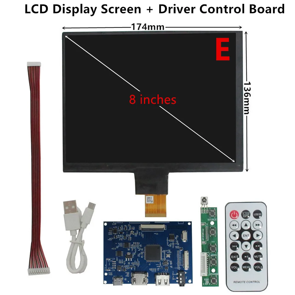 Imagem -06 - Universal Lcd Display Screen Driver Control Board Monitor Portátil Faça Você Mesmo Raspberry pi Banana pc pi Hj080ia01e 4:3 Ips 8