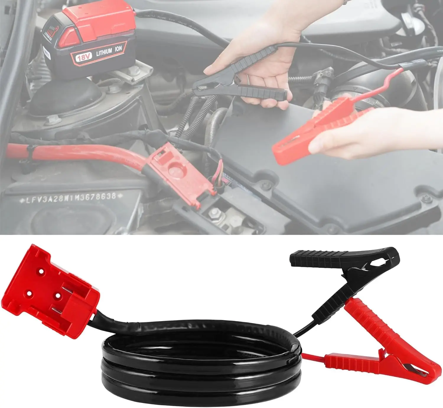 

6,6-футовый кабель стартера 8AWG для автоматической батареи 18 В (батарея в комплект не входит)