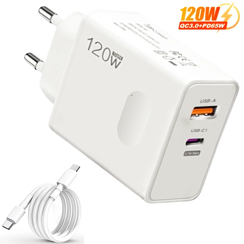 מטען מהיר 120W USB Type C PD כבל טעינה מהירה Quick Charge 3.0 מתאם עבור iPhone Xiaomi Samsung Oneplus Pixel סלולריים