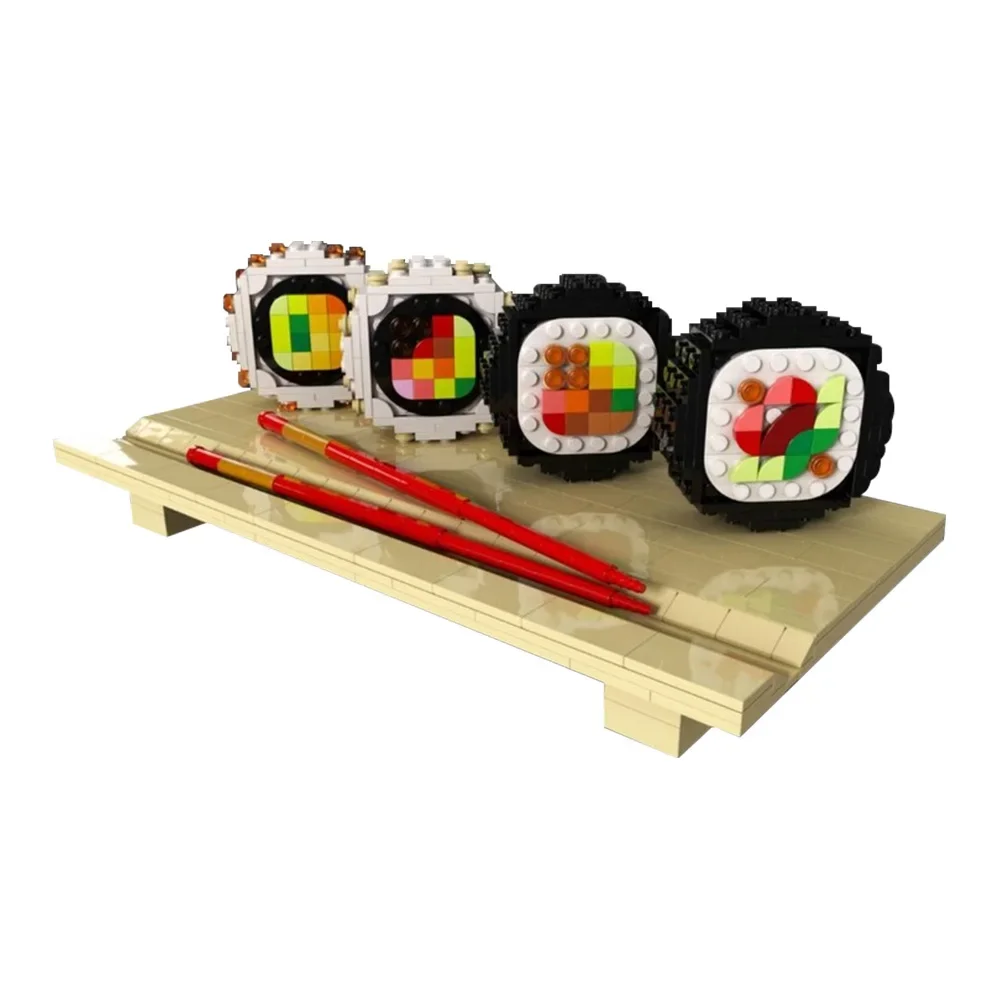 MOC Sushi Board Bricks Japanse keuken Sushi Board Creatieve bouwstenen Modelmontage Educatief speelgoed Verjaardagscadeaus voor kinderen