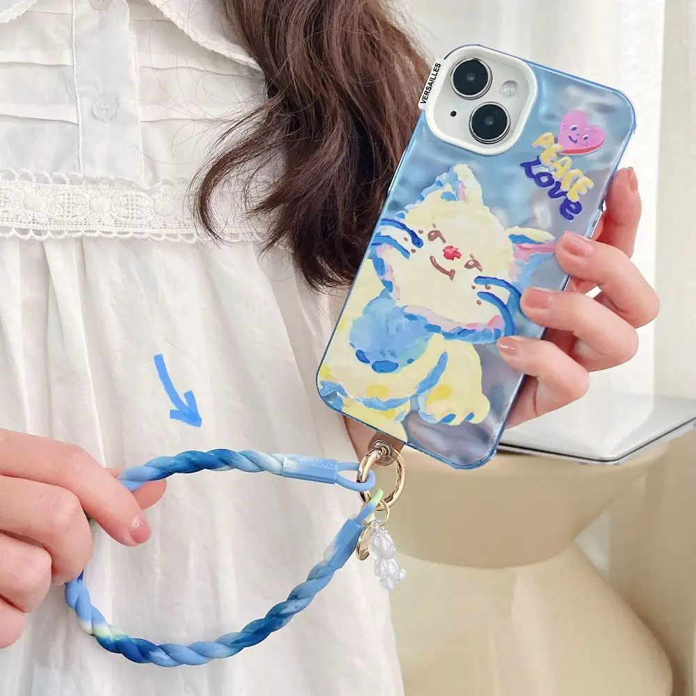 

Anti Loss Phone Charm Wrist Strap Luminous Woven Mobile Phone Bead Chain Short Colorful Luminous Bear Phone Straps Mobile Phone