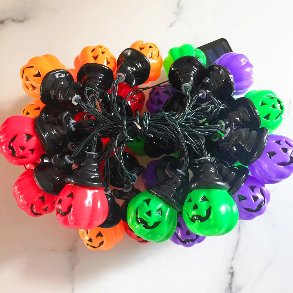 10/20/30/50 المصابيح اليقطين مصابيح RGB سلسلة أضواء الشمسية أضواء الهالوين في الهواء الطلق أضواء مقاومة للماء لحديقة فناء المشهد #6