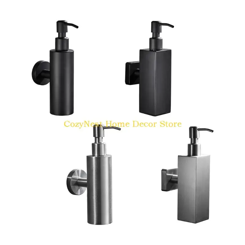 92MF Wall Mounted Stainless Steel Soap Dispenser Space Saving Square Hand Wash Dispenser with Pump for Bathroom Shower Gel