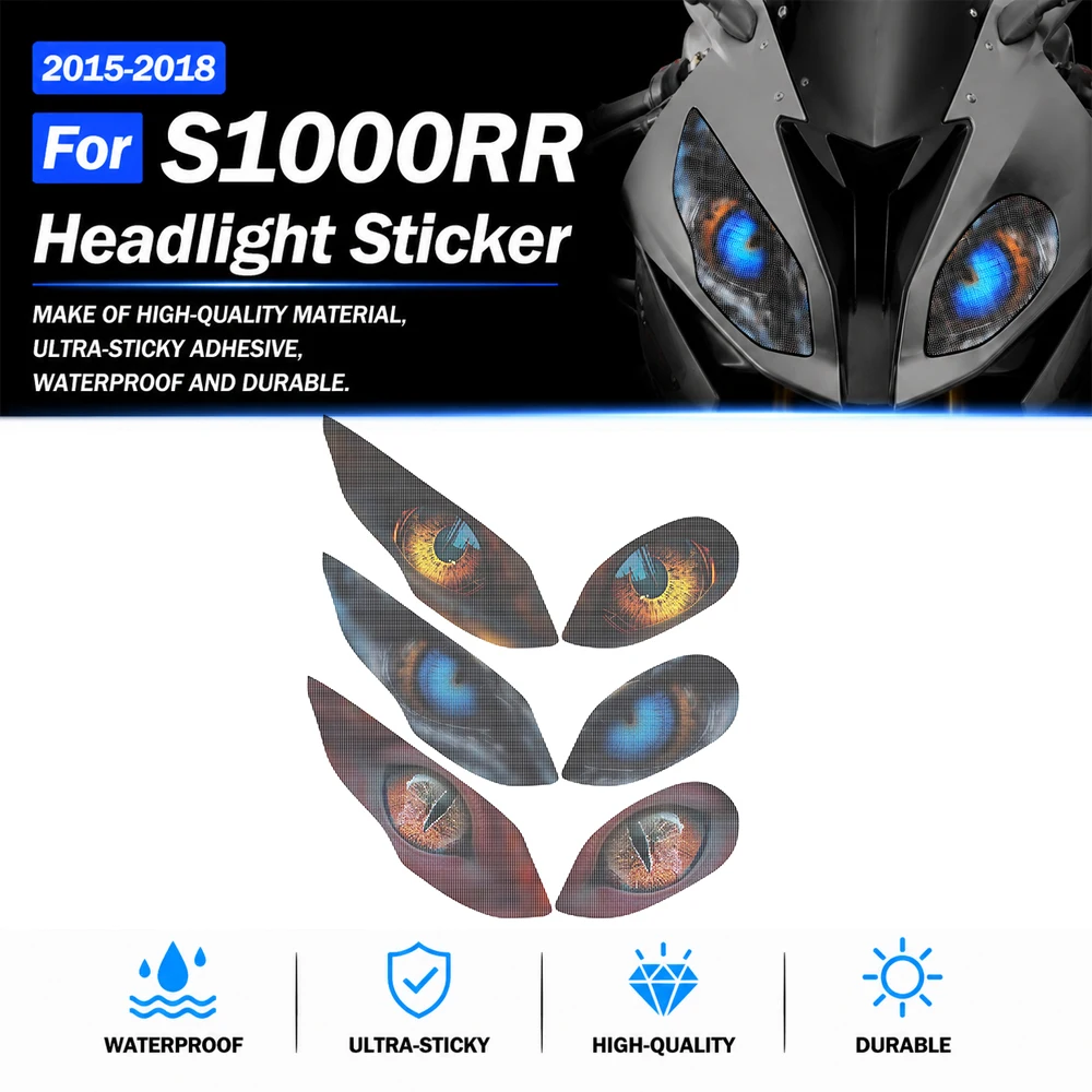 Motorcycle Headlight Stickers Decals For BMW S1000RR 2015-2018 S1000 S 1000 RR Waterproof Headlamp Accessories