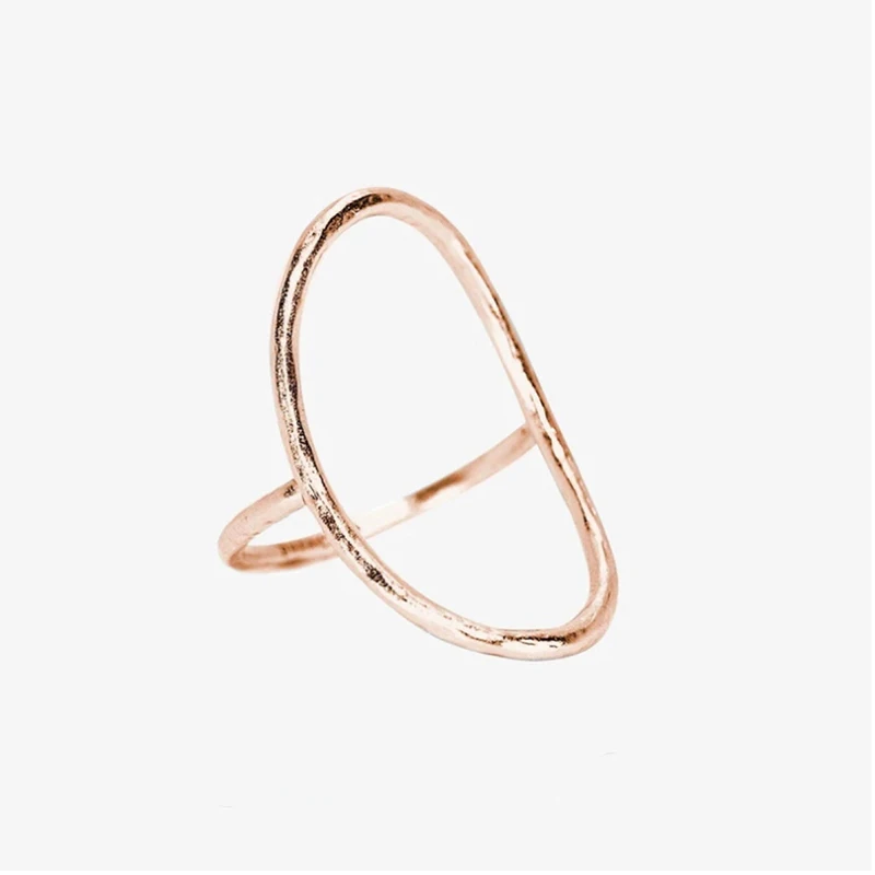 Huitan Minimalist Oval Shaped Finger Rings for Women 3 Metal Colors Daily Wear Hip Hop Girls Rings Fashion Versatile Jewelry Hot