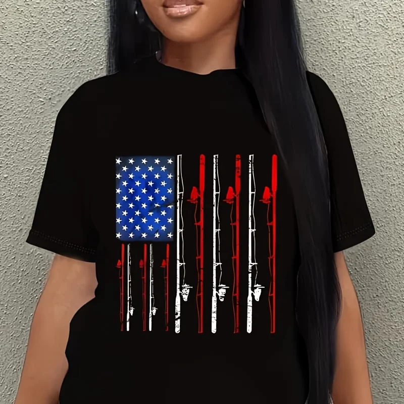 I Love How She Breaks Out the Fun Patriotic Couple for the 4Th of July Women's Plus Size T-Shirt 100% Cotton 220g