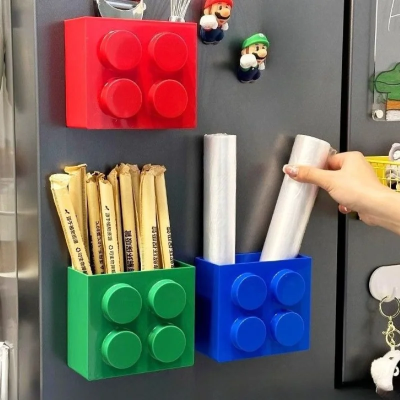 1 قطعة صندوق تخزين مغناطيسي رائع لبنة البناء المغناطيسية، مغناطيس الثلاجة لمنظم المطبخ، تخزين المطبخ