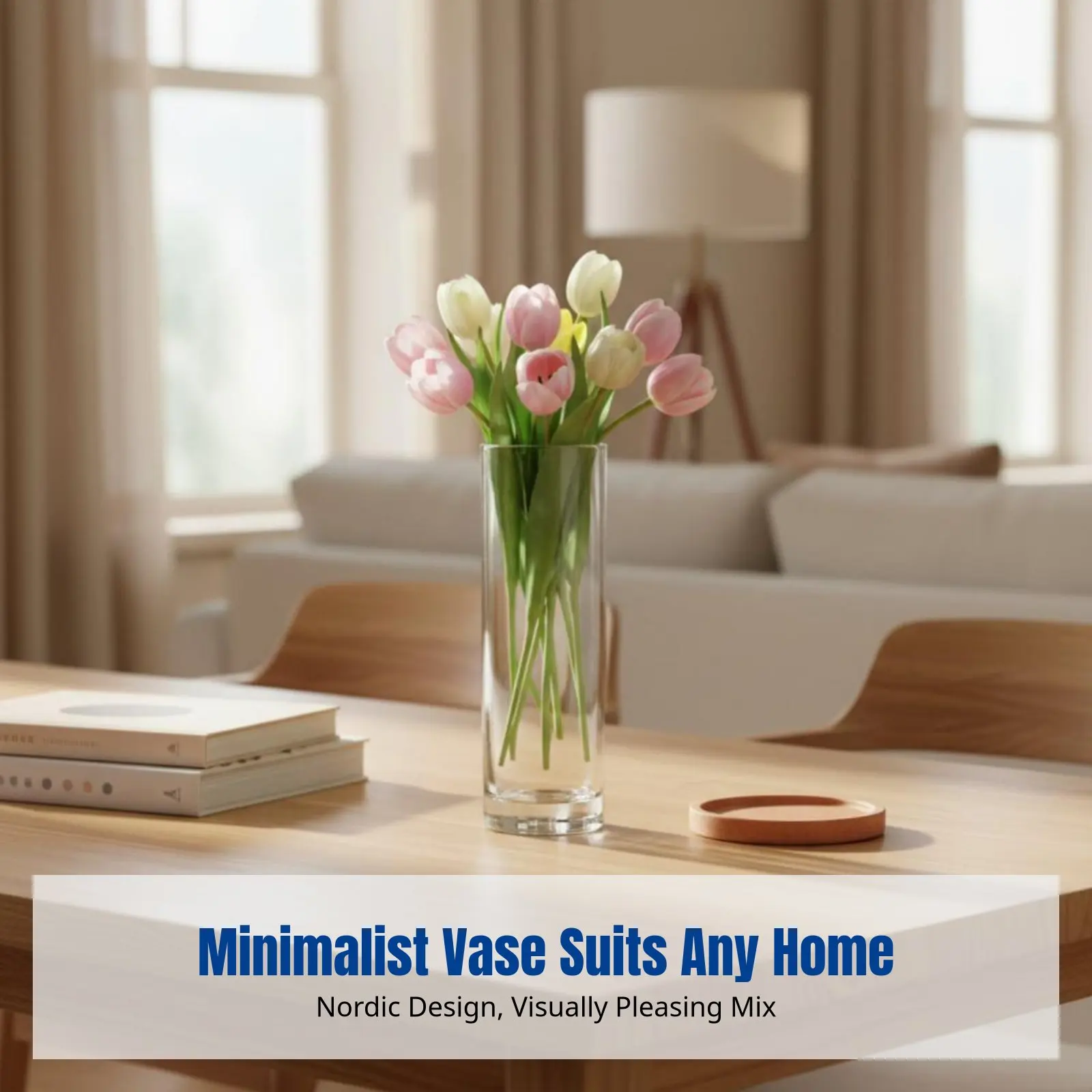 

Modern Minimalist Glass Vase, Transparent Cylinder, Countertop Decor for Living Room, Dining Table