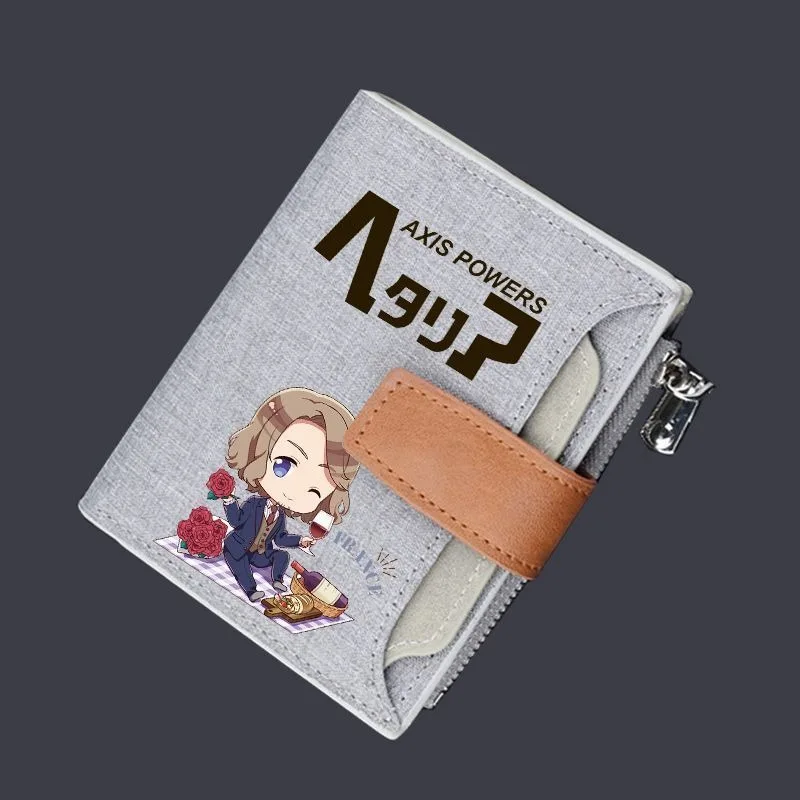 Hetalia Anime Peripheral Short Button Wallet Compact Snap‑Closure Purse Card Holder Portable Coin Pouch Fan Daily Use Gift