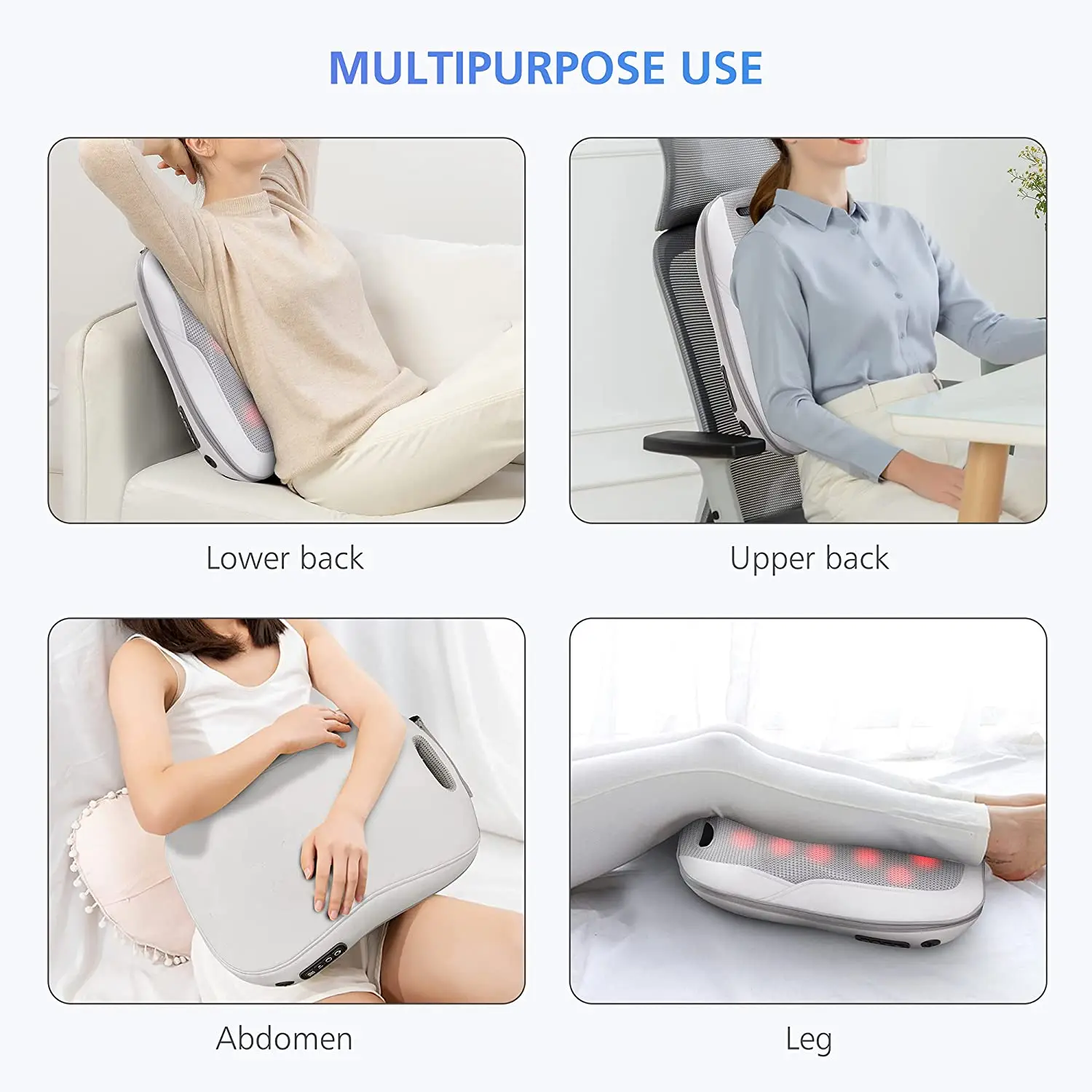 Shiatsu Massager for Neck, Shoulders and Back Abdomen Massage Heating for Pain Relief Back Massage Whole Body Muscle at Home Car