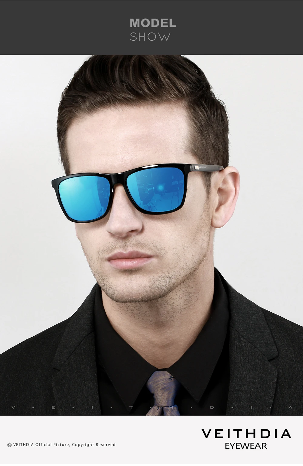 VEITHDIA Markensonnenbrille Unisex Retro Aluminium+TR90 Sonnenbrille Polarisierte Gläser Vintage Brillen Sonnenbrille für Männer/Frauen 6108 – Detail 10