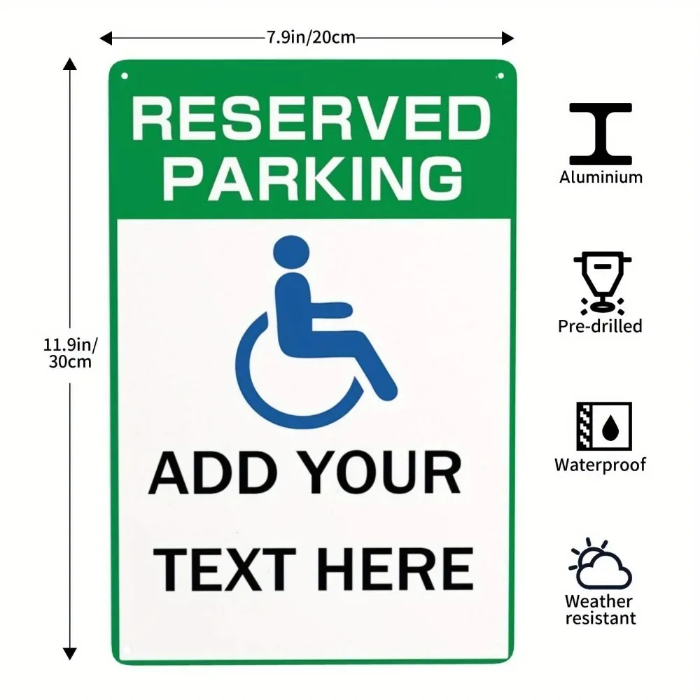 CIFbuy Customizable Handicap Parking Plaque 1Pcs 2D Flat Wheelchair Access Sign Vintage Text Icon Durable Public Wall Decor