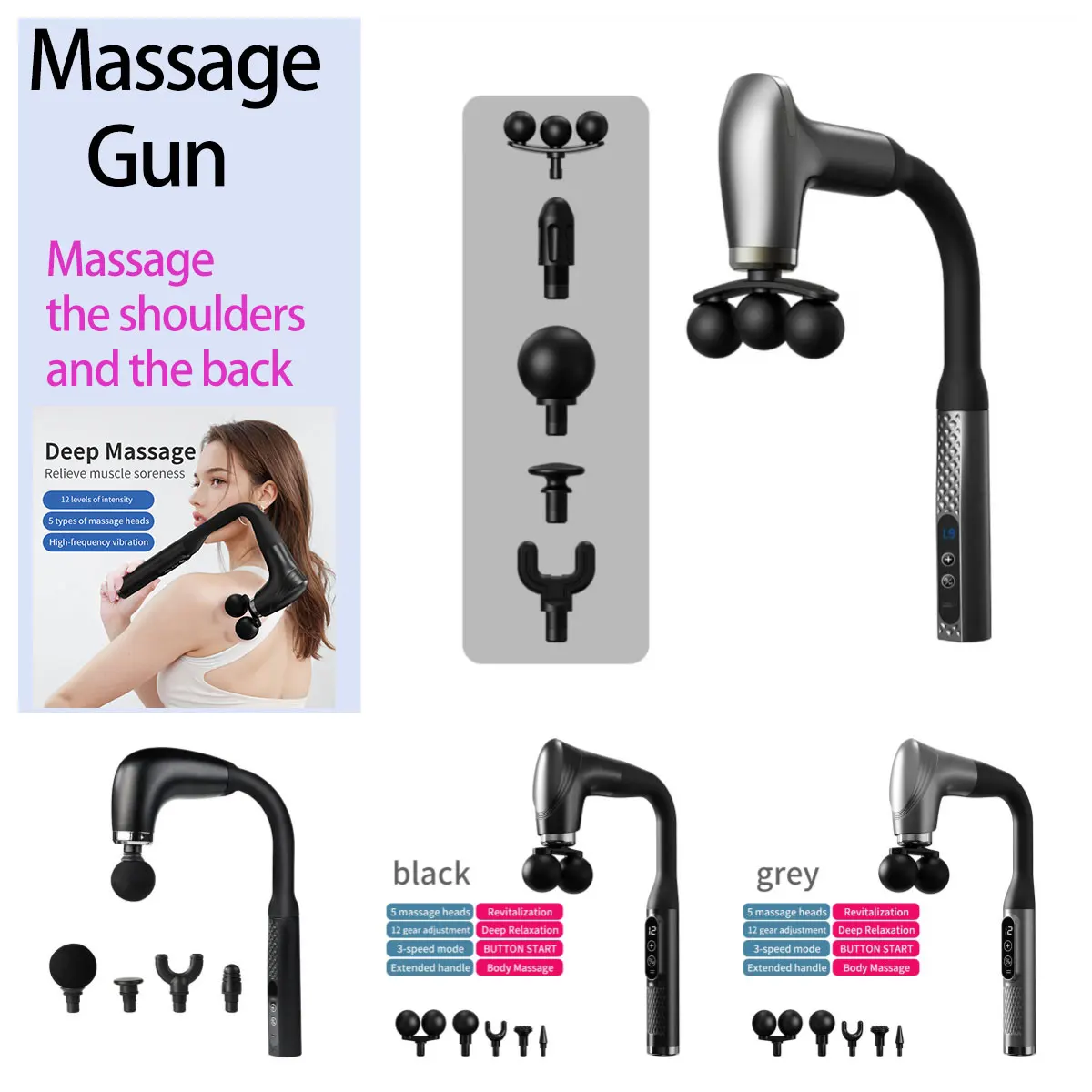 Elektrische tragbare Faszienmassagepistole für den oberen unteren Rücken, Muskelentspannung, Percussionspistole, Massagegerät, Faszienpistole, Weihnachtsgeschenk