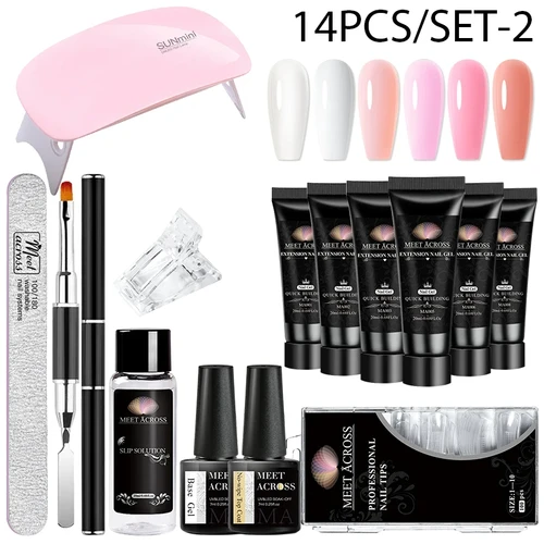 Imagen 1 del producto MEET ACROSS-Kit de Gel antiadherente para extensión de uñas, juego de Gel Moldeador de escultura de mano sólido, sin necesidad de soporte de papel para construcción rápida de Arte de uñas