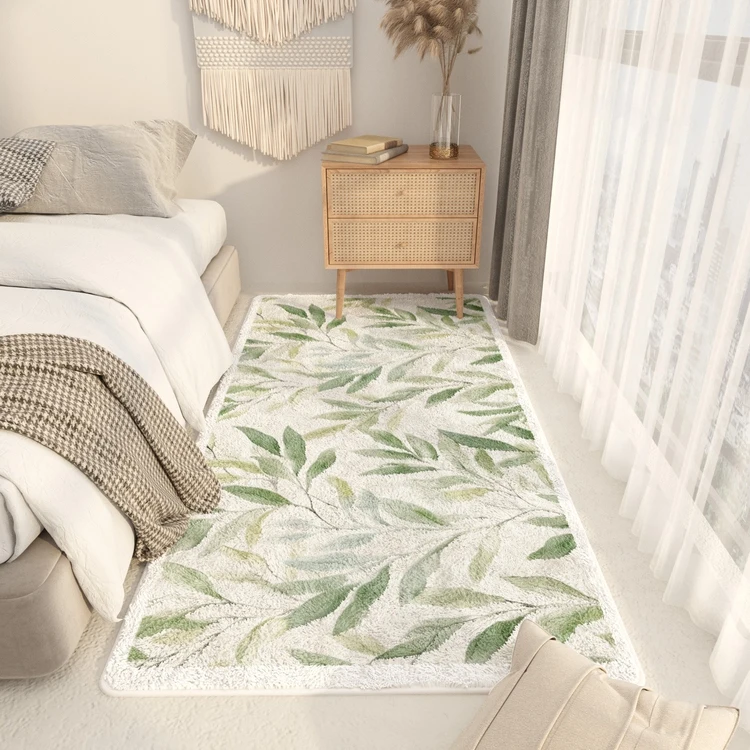 

VIKAMA summer carpet, long strip bedside floor mat, tropical leaf, bedroom sofa, bay window, light luxury mat, home decoration