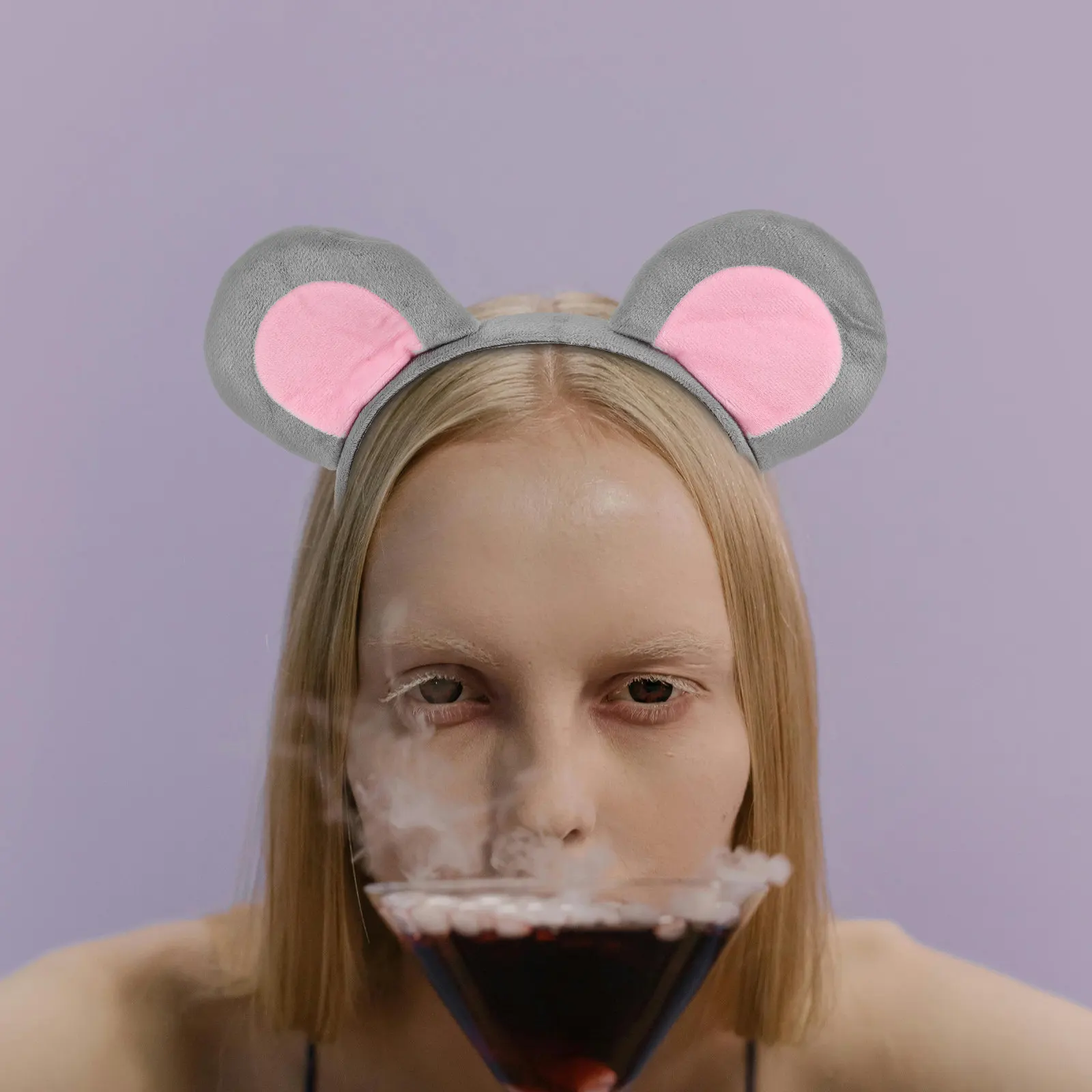 1 Set de Disfraz de Ratón Gris con Orejas, Lazo y Cola, Ligero, Accesorio para Fiesta de Cosplay, Disfraz Lindo para Mujer