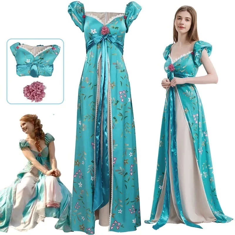 

Women Enchantd Giselle Costume Blue Maxi Dress Clothes Halloween Cosplay