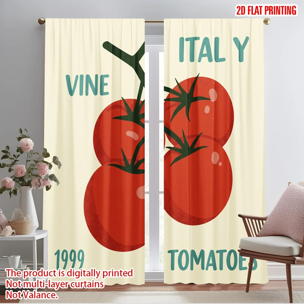 

2pcs 2D flat printing Scene Curtain Italian Vine Tomatoes 1999 Polyester Without Electricity Party Decorations Use for Holiday