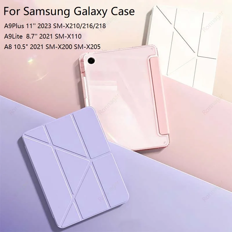 Przezroczysta obudowa składana w kształcie litery Y do tabletu Samsung Galaxy Tab A9 Plus/A9+ 5G 11 cali 2023 SM-X210/X216/X218 Smart Cover Galaxy Tab A8 10,5''