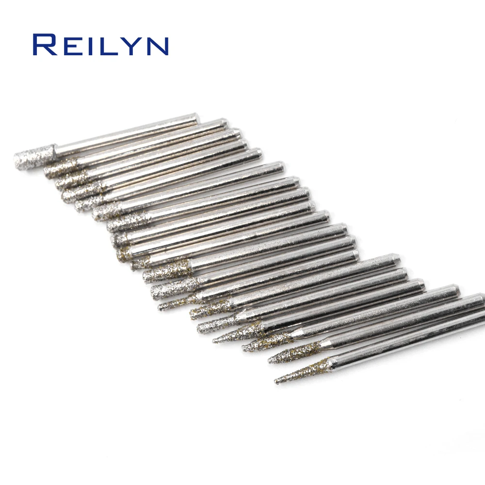 50 Stks/set Electroplated Grof Diamond Coated Gringding Hoofd Slijpen Braam Voor Dremel Rotary Gereedschap