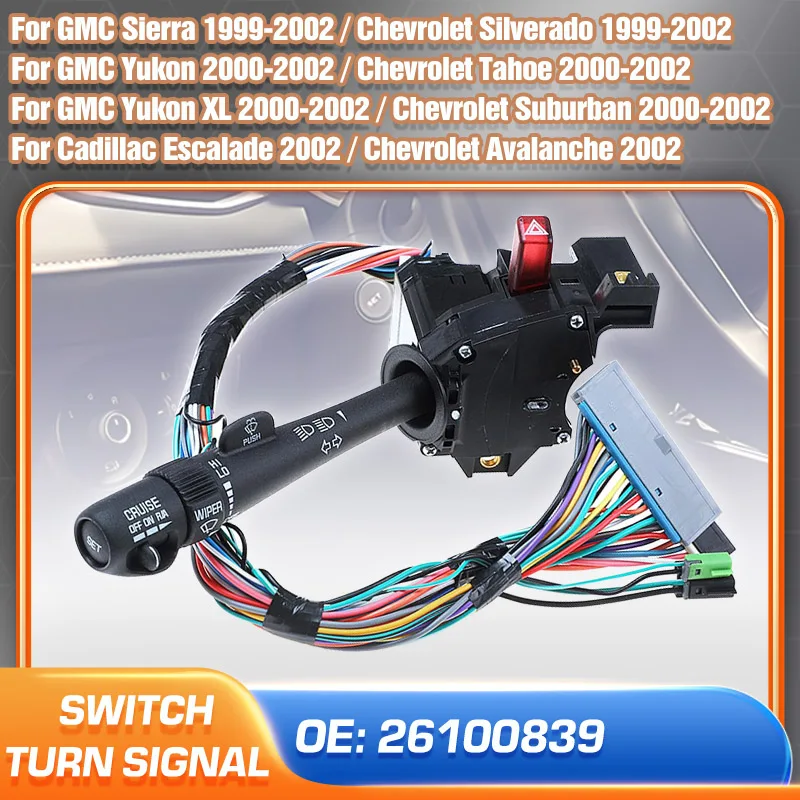 

Windshield Wiper Arm Stalk Turn Signal Switch Lever For GMC Yukon Sierra Chevrolet Tahoe Suburban Silverado Avalanche 26100839