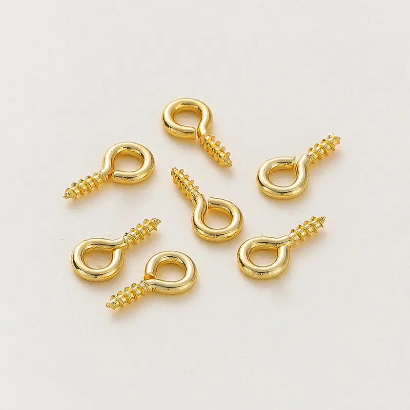 50pcs/lot 14K/18K Gold Plated Silver 8mm 10mm Screw Eye Pins Hooks Pendants Connectors Pins For Necklace Jewelry Accessories