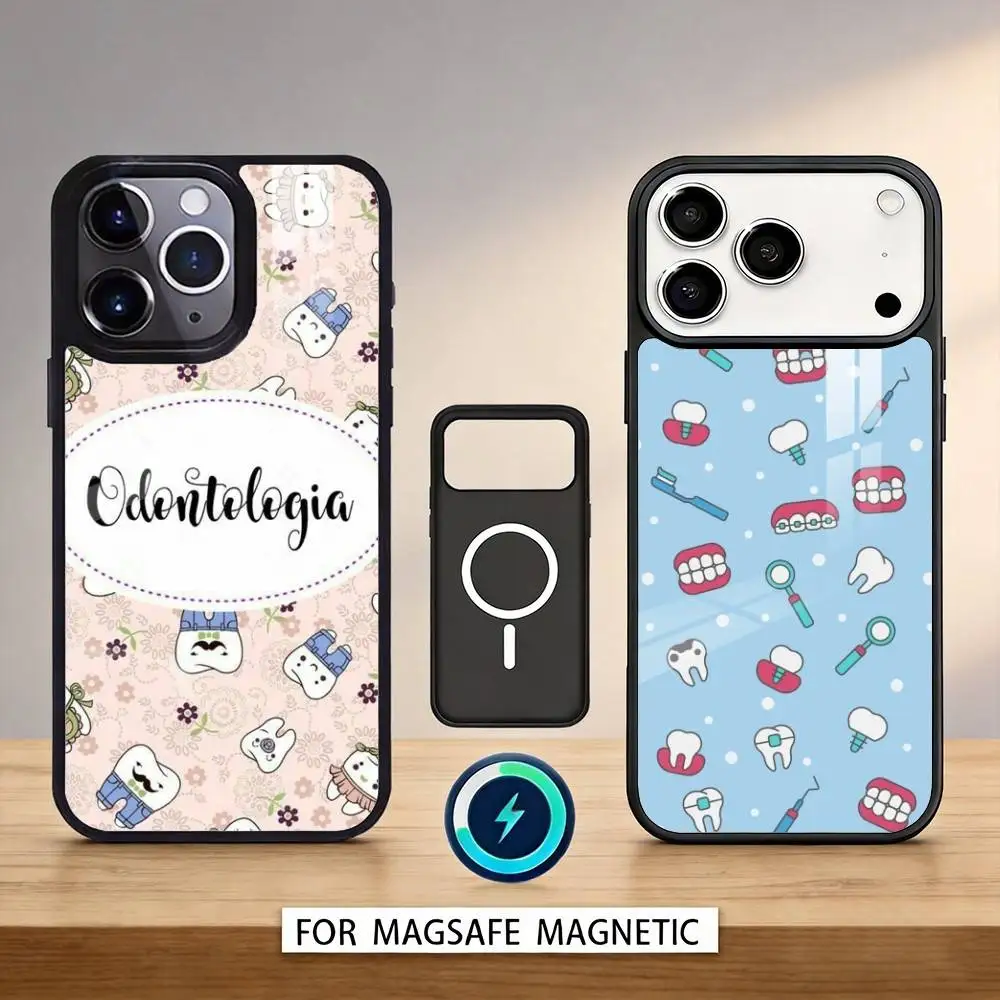 

Cartoon T-Teeth D-Dentist Phone Case For iPhone17,16,15,14,13,12,Pro,Max,Magnetic For Magsafe Wireless Charging