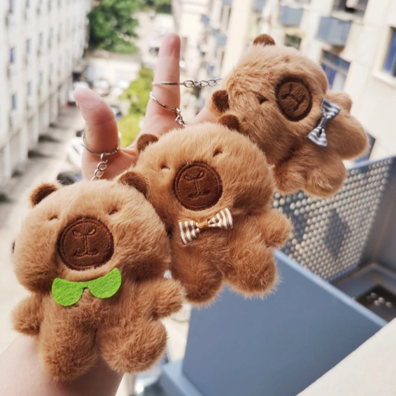 Capibara de dibujos animados muñeco de peluche juguete llavero colgante mochilas colgantes decoración regalos