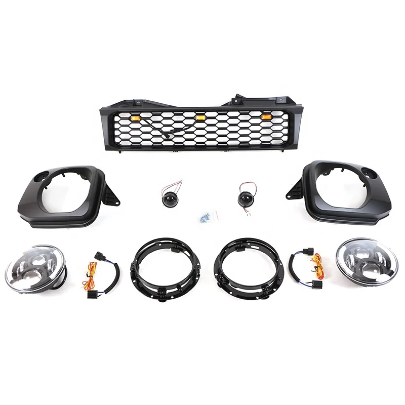 

4x4 Off Road Auto Parts Other Exterior Accessories Front Grill Car Grille Headlights Kits Fit For Suzuki Jimny 2007-2011