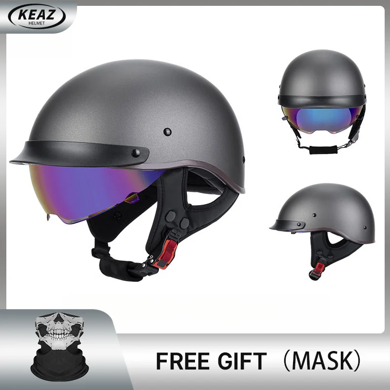 Keaz 2024 Newest Motorcycle Half Helmet Baseball Cap Half Face Helmet Anti-UV Safety Hard Hat Motorcycle with Colorful Lens 