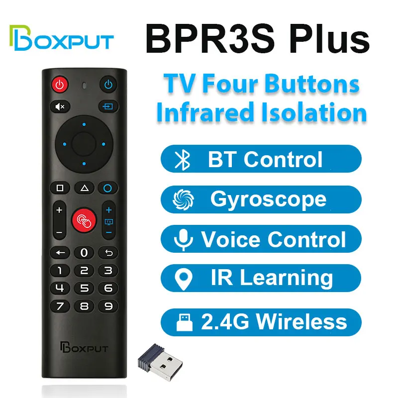 

BPR3S BPR3S PLUS BT Air Mouse Voice Control IR Learning Wireless Remote Control With Gyroscope For Android Smart TV Box TV Stick