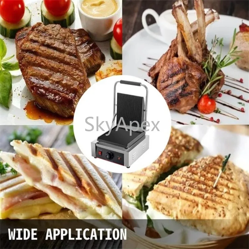 Stainless Steel Power Plate Electric Contact Grill Non Stick Surface Double  Sided Heating For Home Kitchen Restaurant BBQ Party