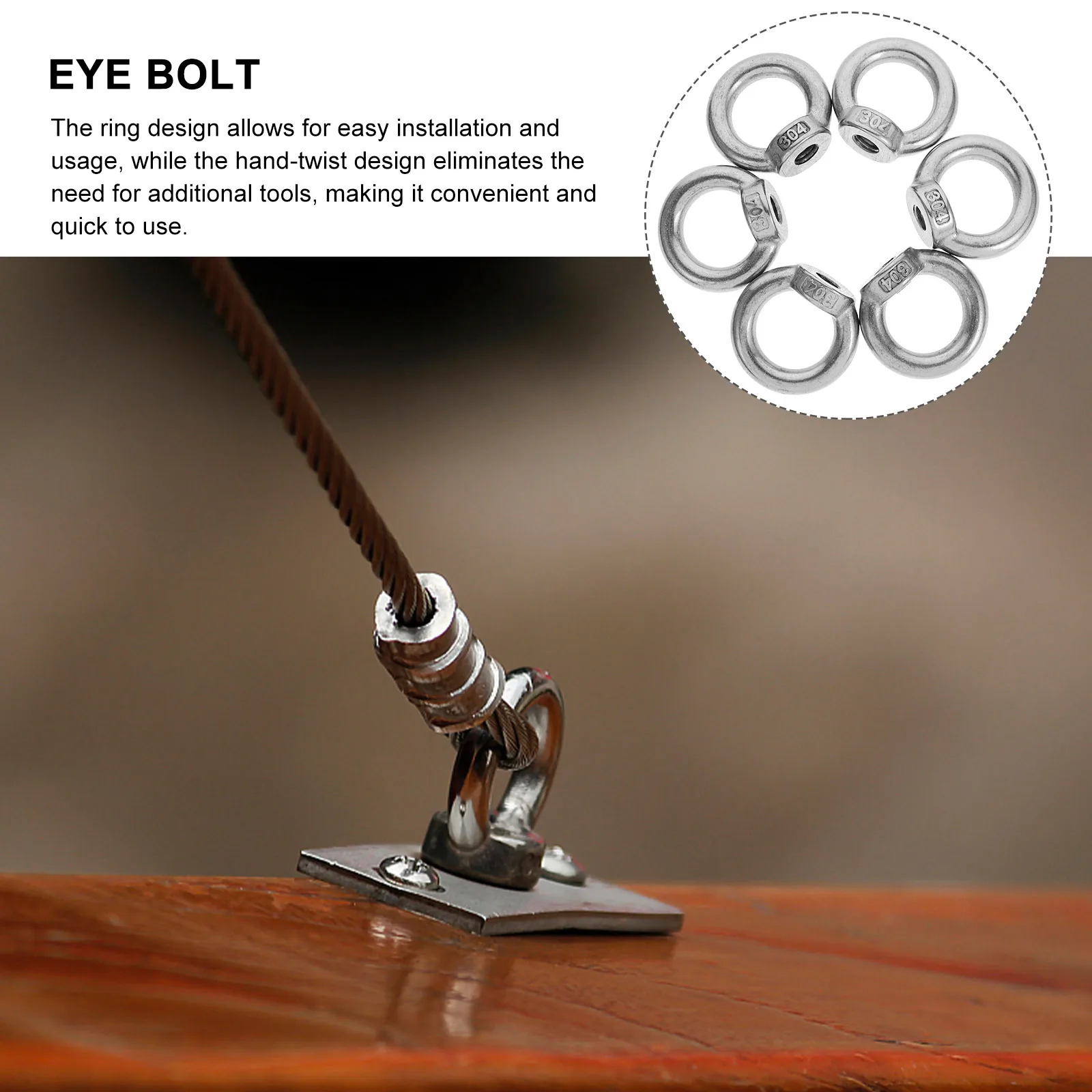 

8Pcs Stainless Steel Lifting Eye Nuts M8 Heavy Duty Ring Shaped Marine Rigging Fasteners Threaded Hoisting Hardware