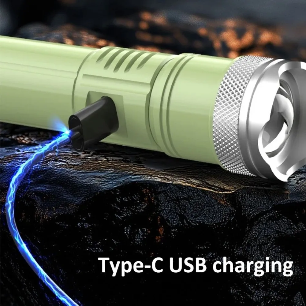 

High Power LED Flashlight Type-C Charging Built-in Battery Emergency Light 3 Modes White Light USB Charging Flashlight Night Use