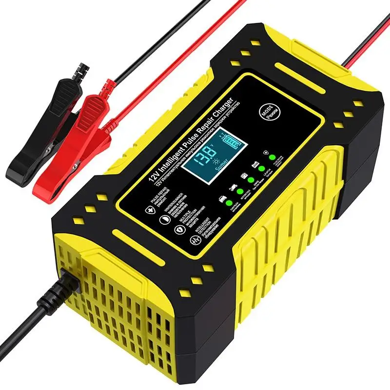 Smart Automatic Battery Charger 12V 6A Digital LCD Display Portable Fast Charger for Car SUV Motorcycle Road Trip Emergency Use