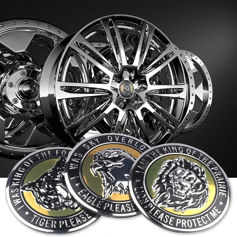 4PCS 56MM Animal Lion Tiger Eagle Emblem Universal Car Wheel Center Hub Cap Rim Cover Stickers Auto Accessories