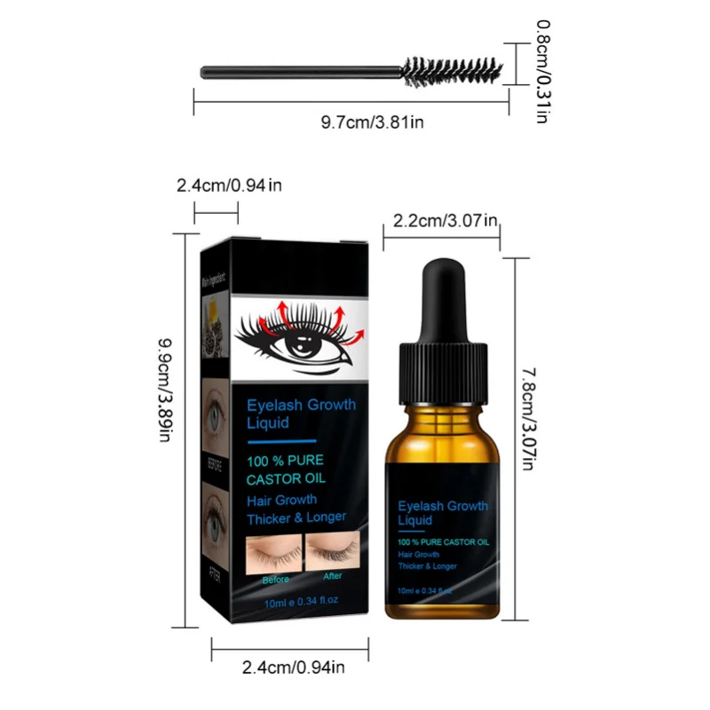 ขนตาธรรมชาติ Castor Oil ขนตา Lash Primer Multifunctional Lash Brow Hair Boost น้ำมันละหุ่งสำหรับการเจริญเติบโตของเส้นผม