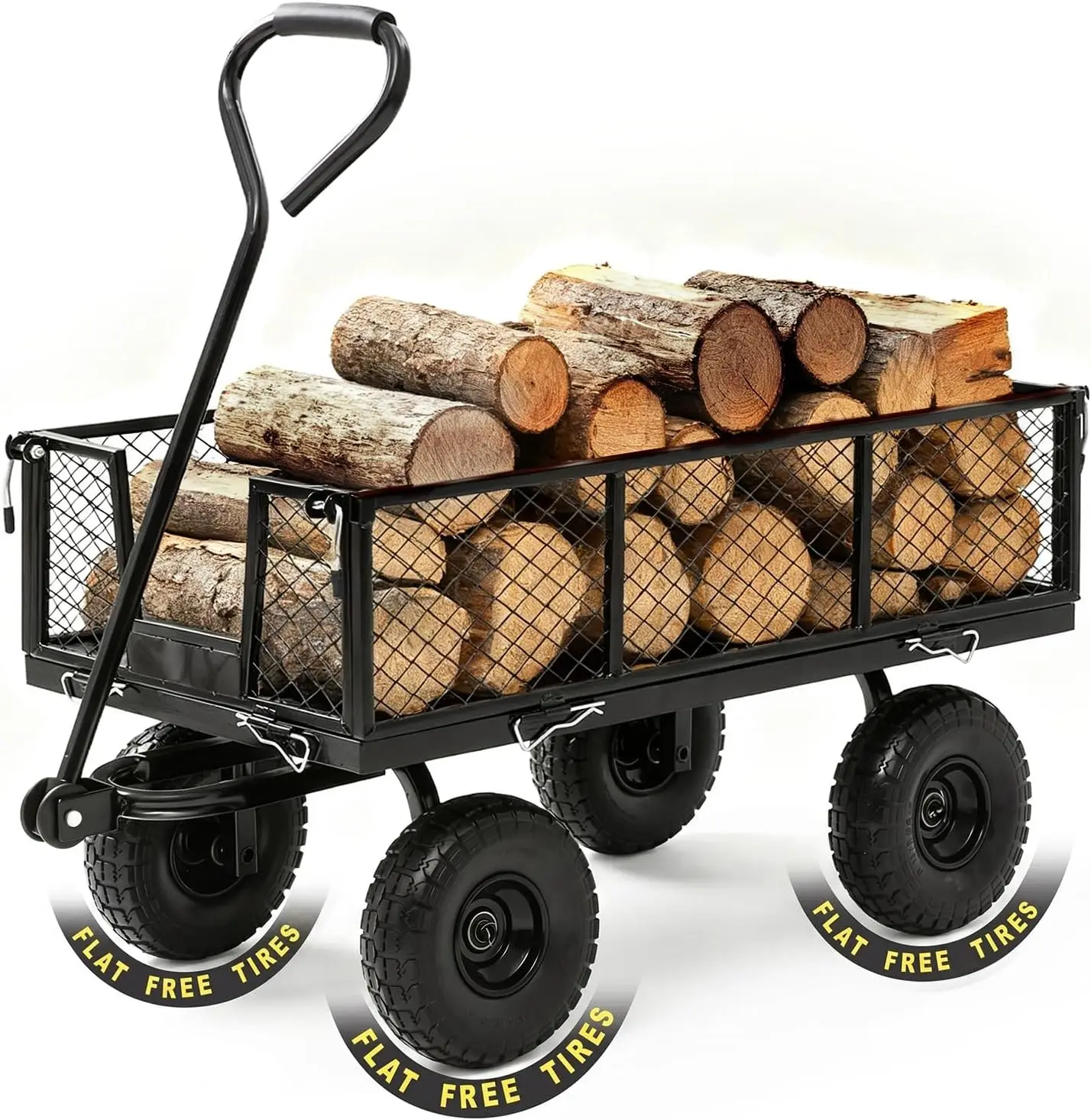 Heavy-Duty Steel Utility Garden Wagon Cart, 880 lb Capacity, 4 cu ft, Solid Wheels