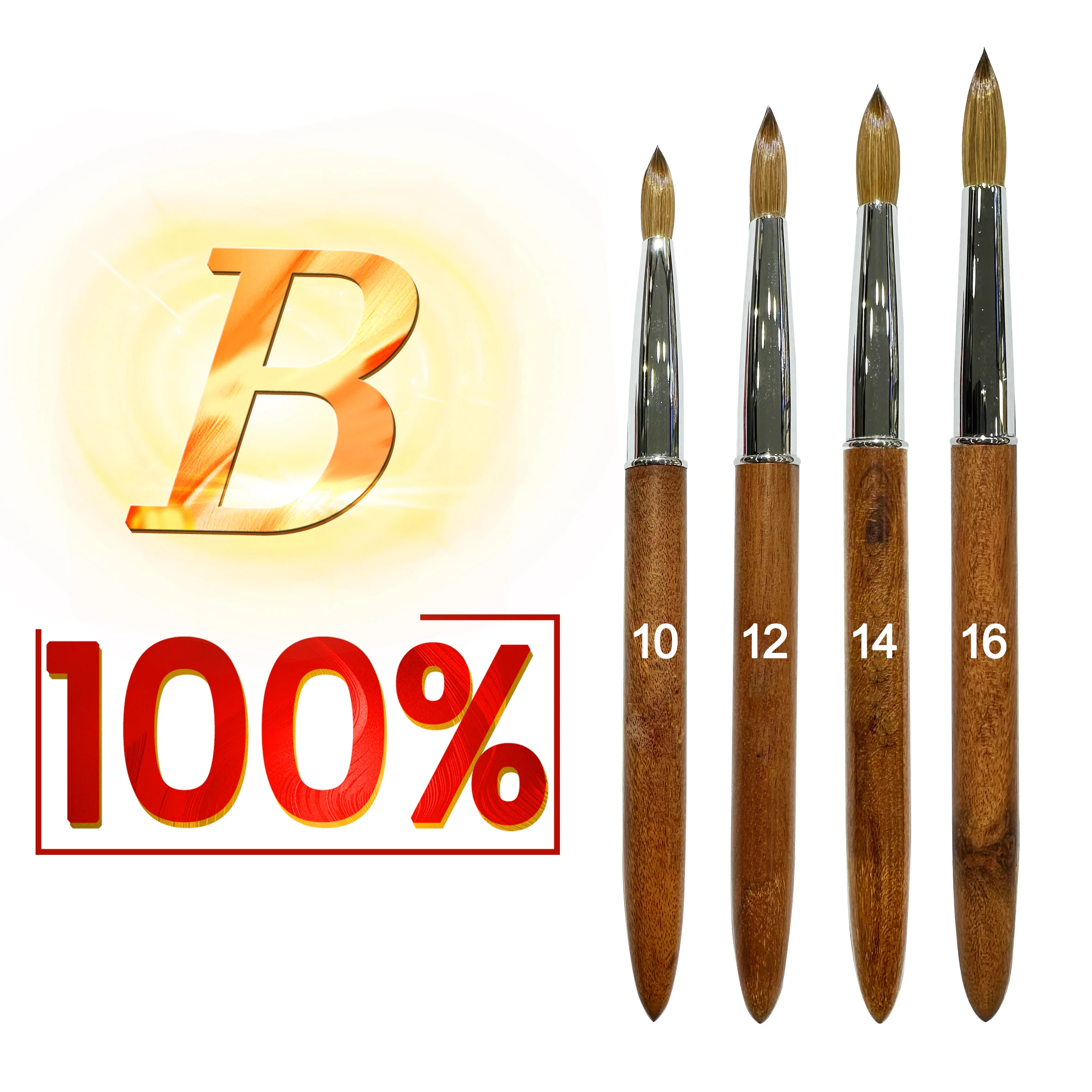 

RolinStar B quality 100% Kolinsky Acrylic dipping powder Builder Pure gel sandalwood nail brush mink Application size 10-16#