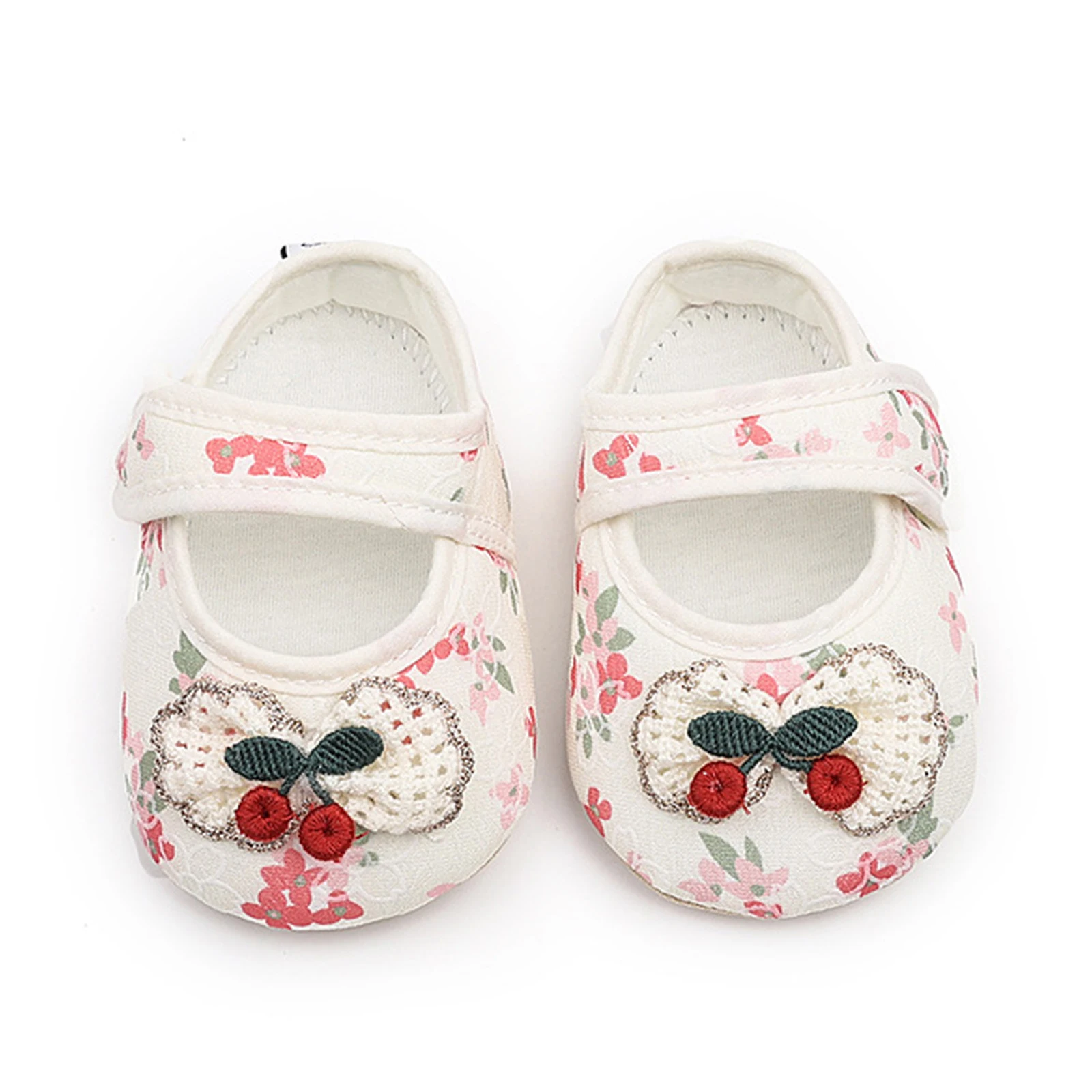 0-18months Infant Girls Moccasins Cherry Floral Print Soft Sole Flat shoes for toddler girls